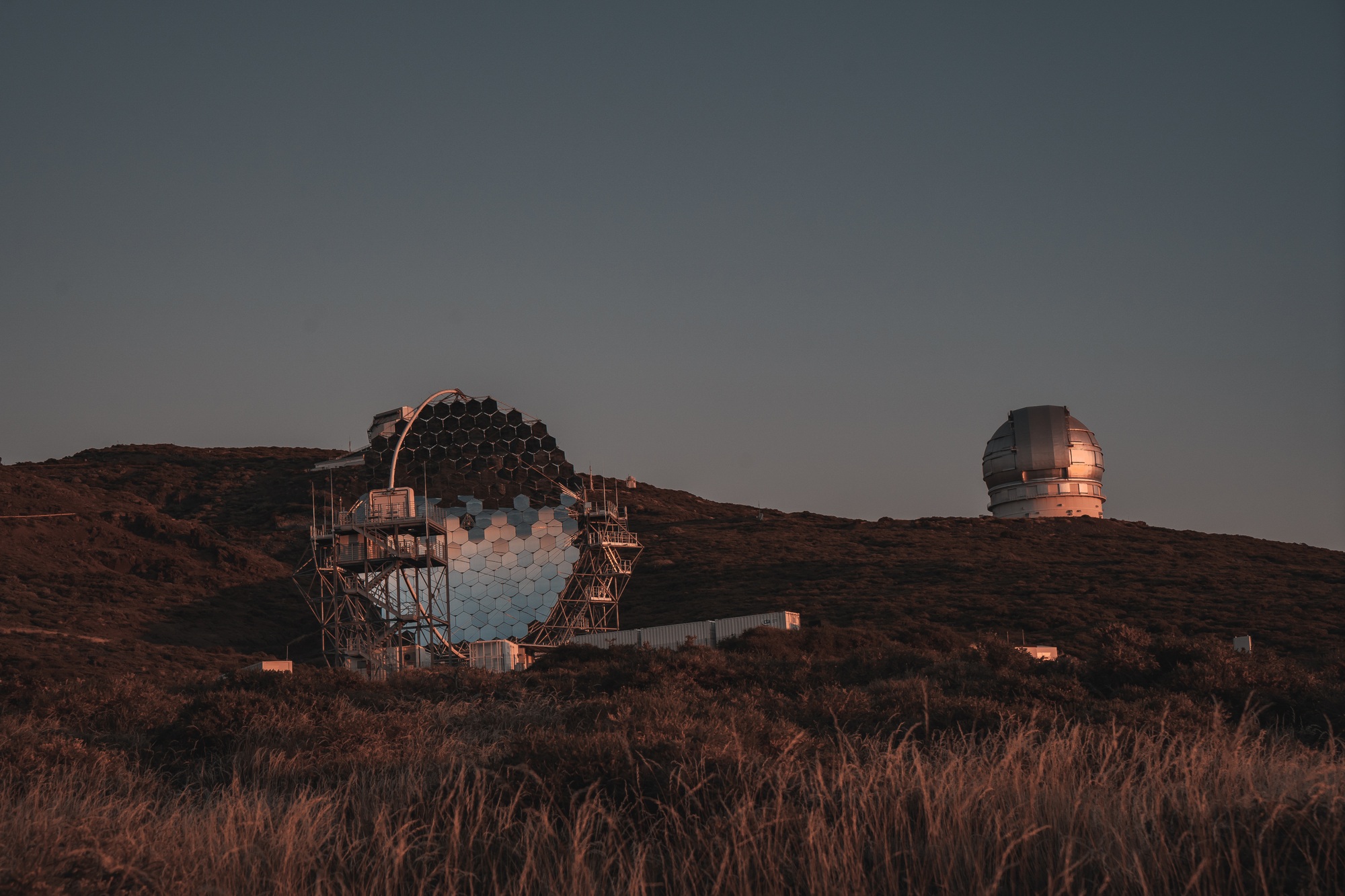 The new astronomical observatory of the Caldera de Taburiente at sunset, La Palma